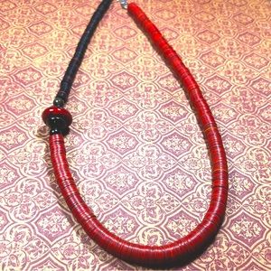 OOAK Black and red HEISHE beads and artisan lampwork focal necklace by Susan Ray